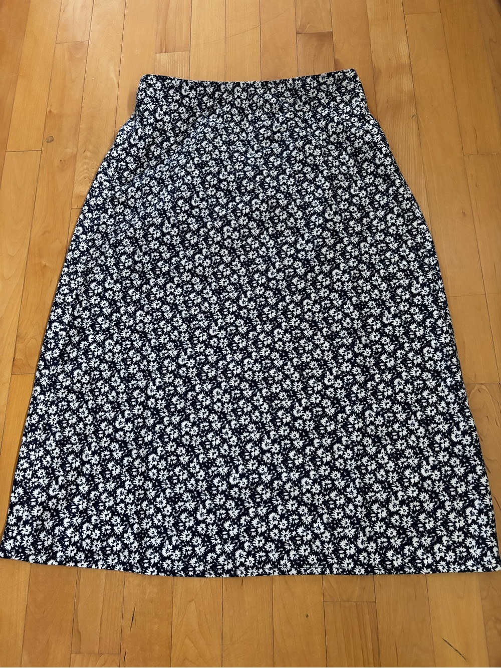 JCrew Navy and White Floral Midi Skirt